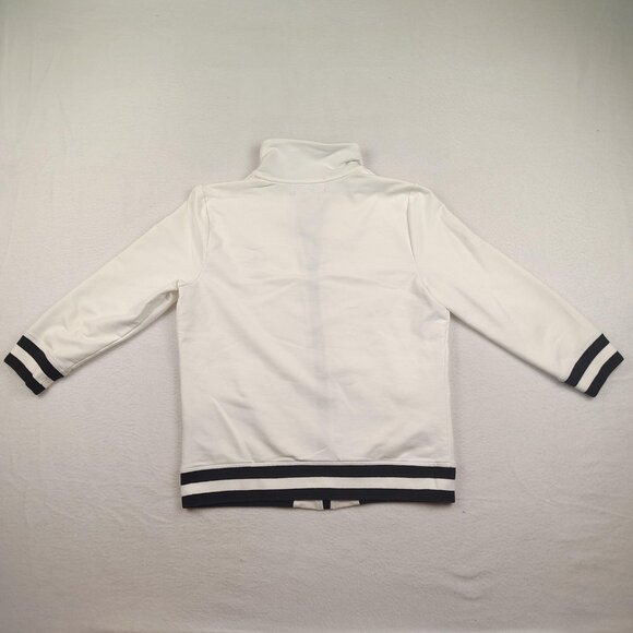 Lauren Ralph Lauren Sporty Bomber Jacket Womens sz M White Zip Preppy - Picture 2 of 11